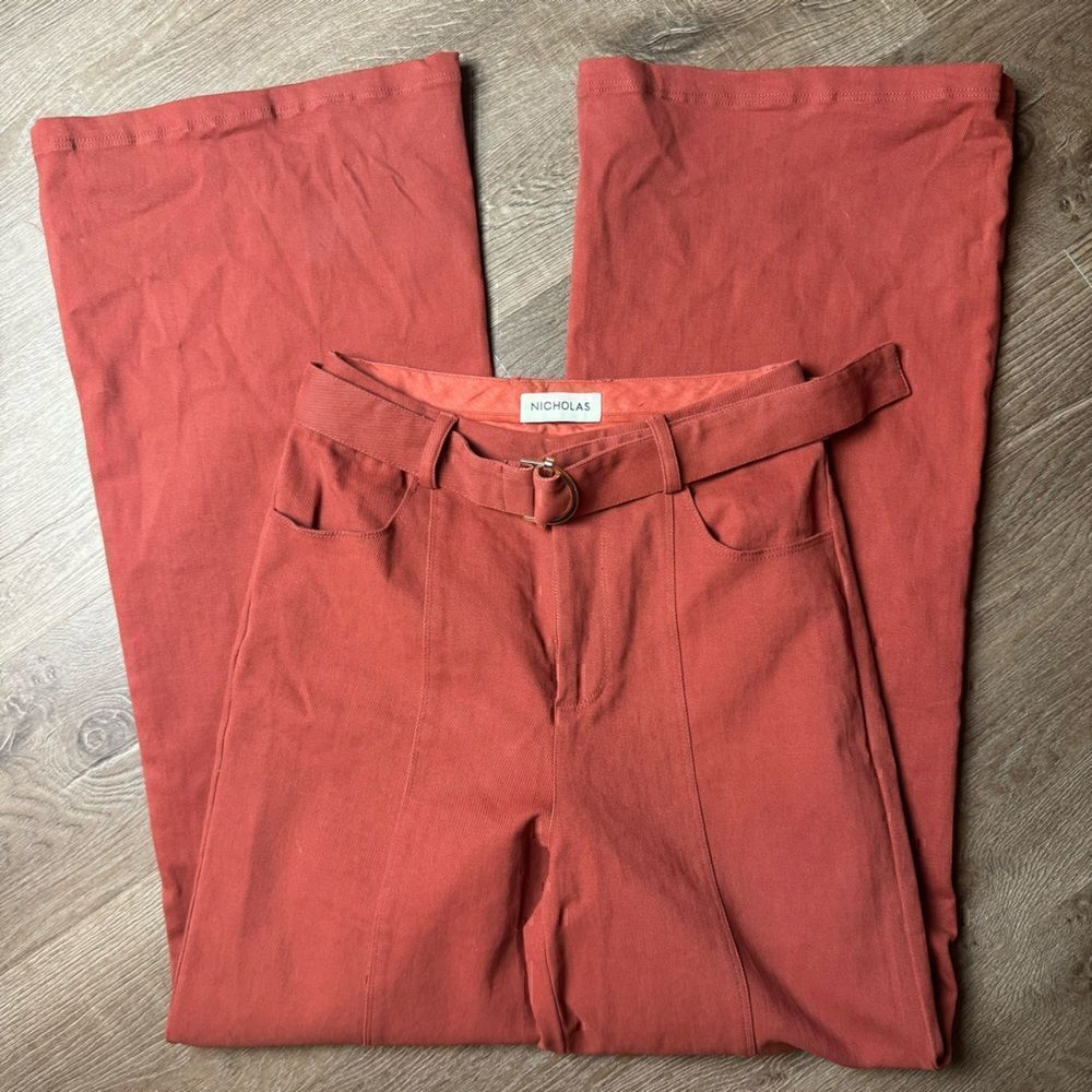 NICHOLAS Wide Leg Belted Trouser Pants - Size 2 - Excellent - Picture 1 of 10